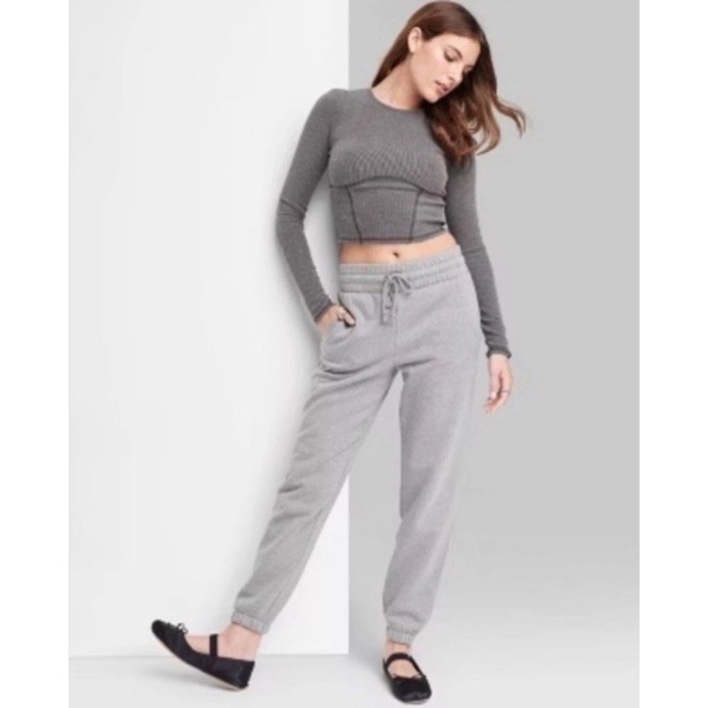 Wild Fable Women's High Rise Tapered Sweatpants Heather Gray Size XS